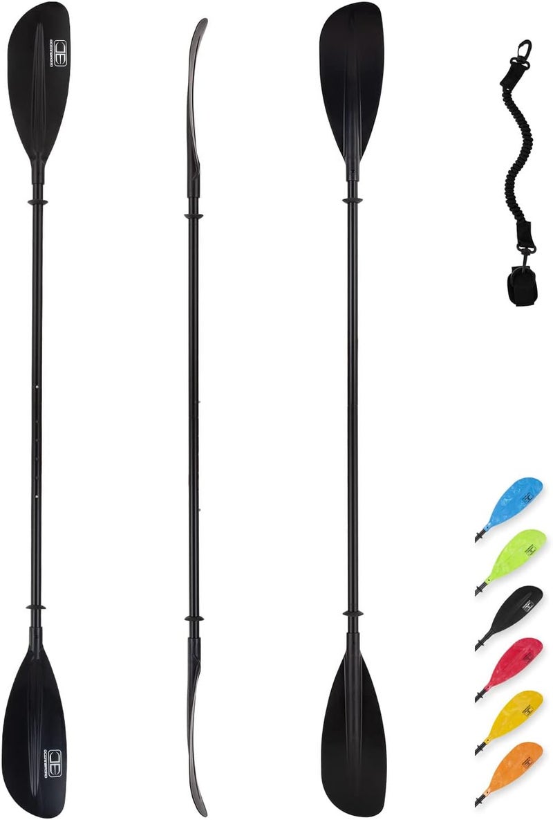 OCEANBROAD Adjustable Kayak Paddle 86in/220cm to 94in/240cm Kayaking Boating Canoeing Oar with Paddle Leash 1 Paddle - Image 1